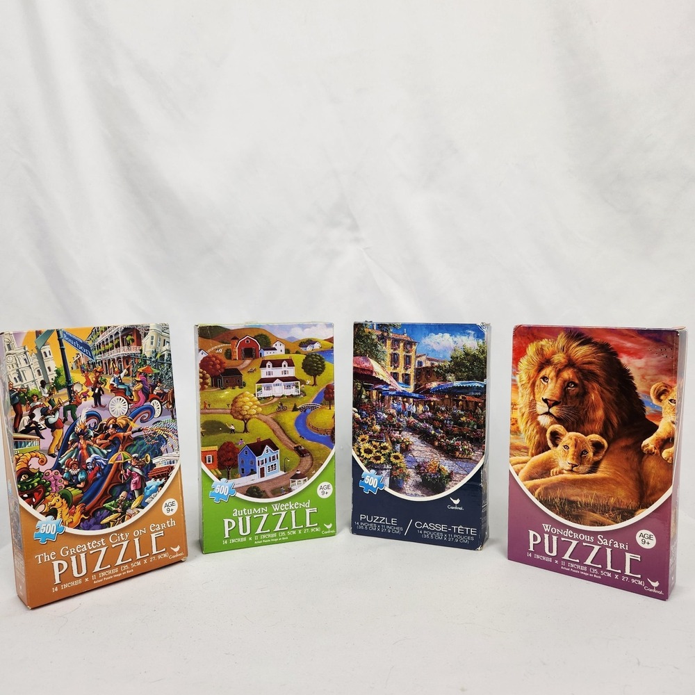 Lot of 4 New in Box Cardinal 500 pc Puzzles for‎ Age 9+ Colorful Never Worked